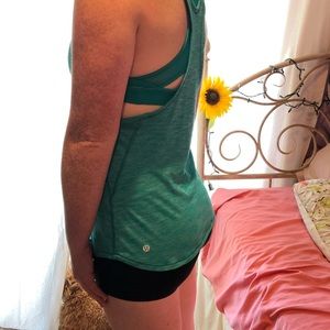 Lululemon: teal green top with built in sports bra